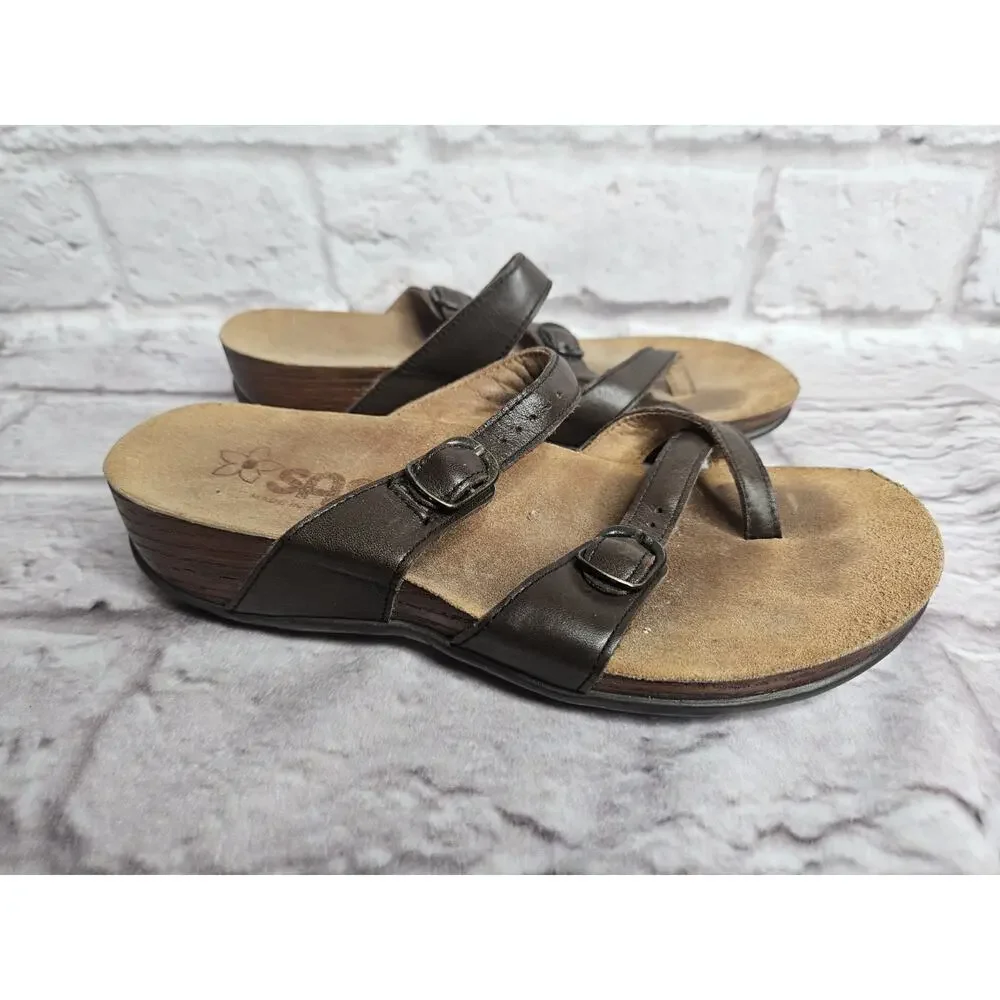 Sas Women's Sandals Size 6.5 Wide Brown Strappy